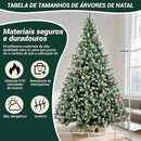 Árvore de Natal, 2.4M Arvore de Nata 1550 Galhos, Decoração de Natal, Árvore de Natal com Pinhas, Cerejas e Neve, com Base de Metal, (2.4M)