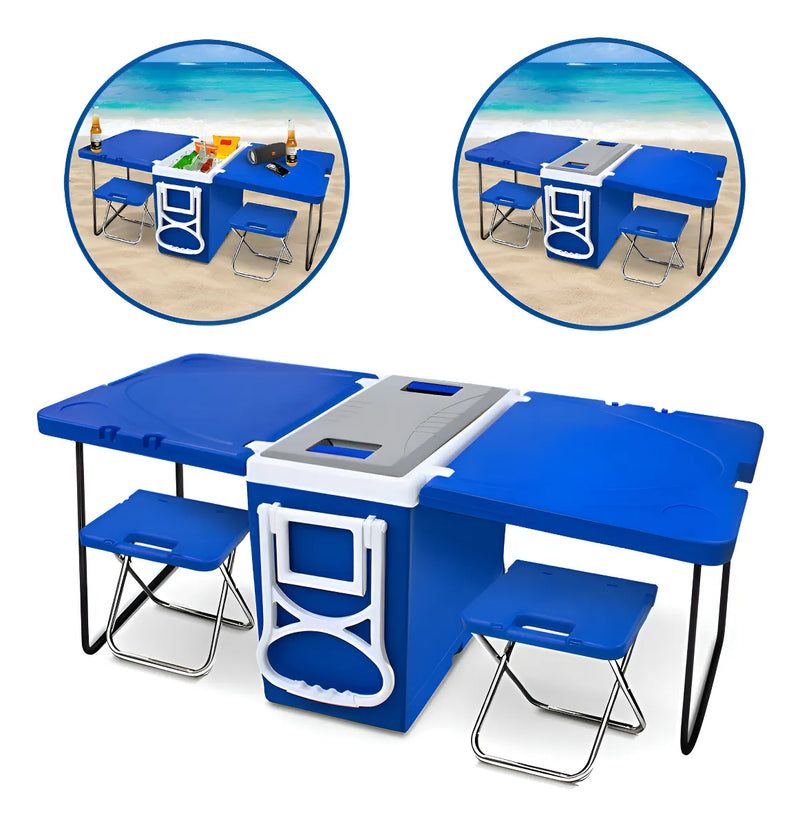 Caixa Termica 32 Litros 5 Em 1 Com Tampa Hermética E Rodinha - Azul