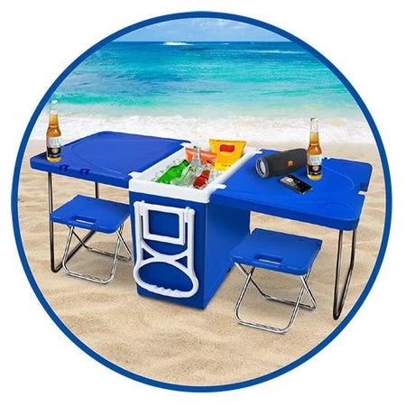 Caixa Termica 32 Litros 5 Em 1 Com Tampa Hermética E Rodinha - Azul